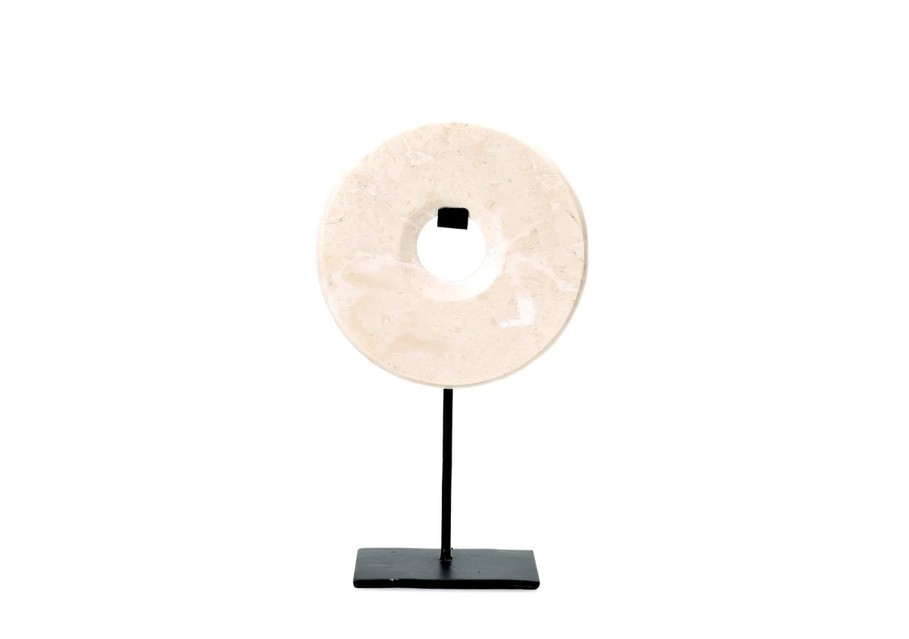 Disque en Marbre sur Support - Blanc - Moyen - BA191W-M - Bazar Bizar