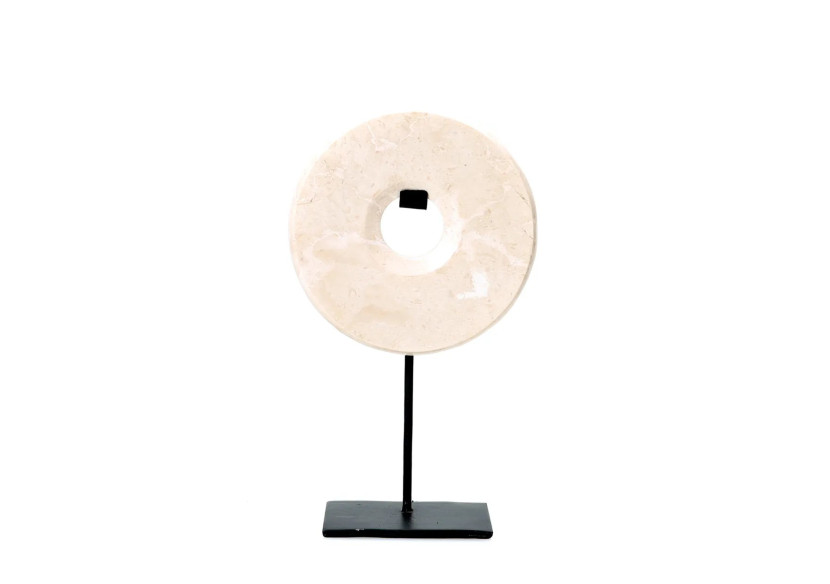 Disque en Marbre sur Support - Blanc - Moyen - BA191W-M - Bazar Bizar