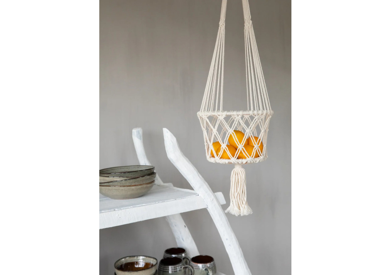 Porte-Plante Macramé - Blanc - M_40 - BA151W-M - Bazar Bizar
