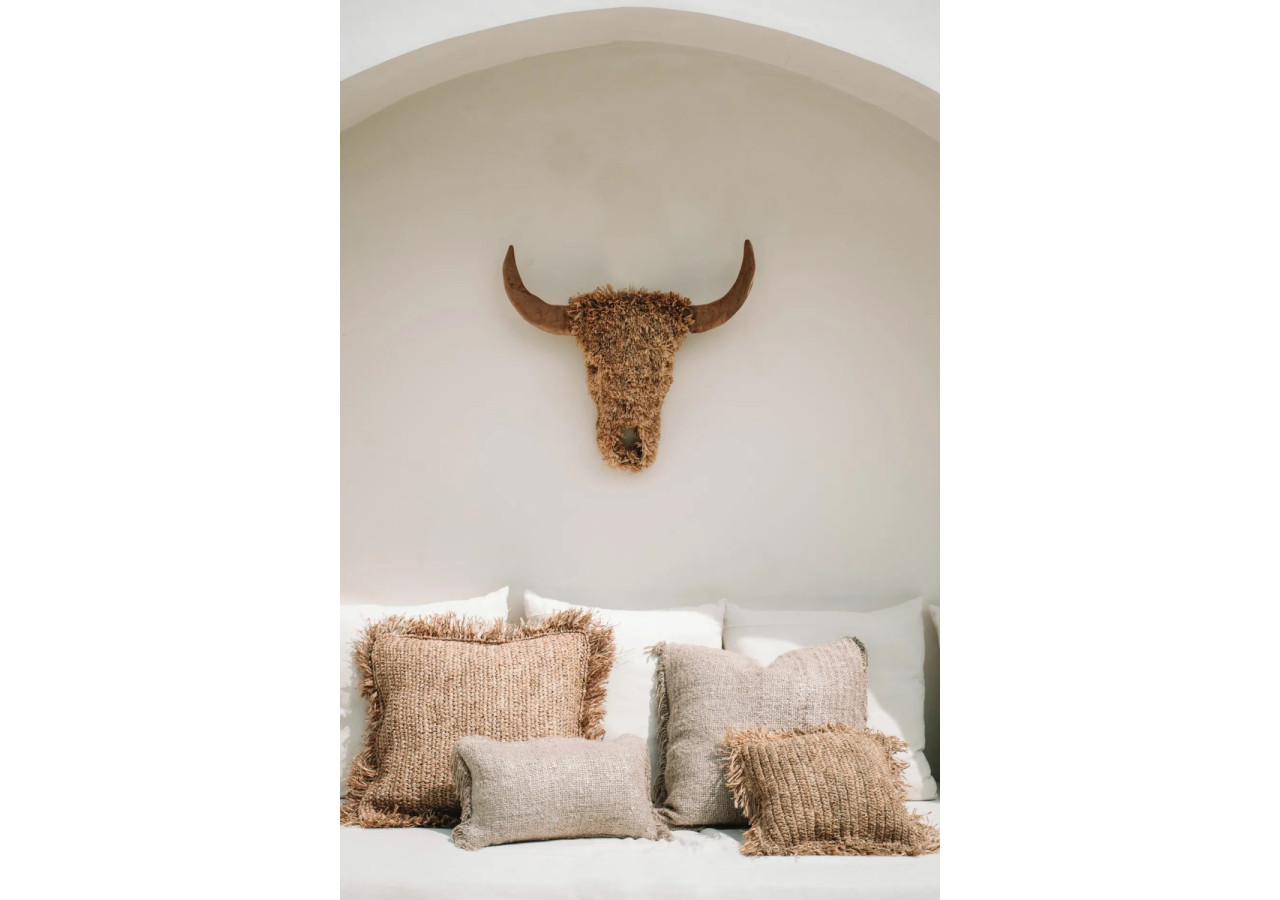 Housse de Coussin en Raffia - Carrée - Naturel - 60x60 - BA034N-L-60x60 - Bazar Bizar