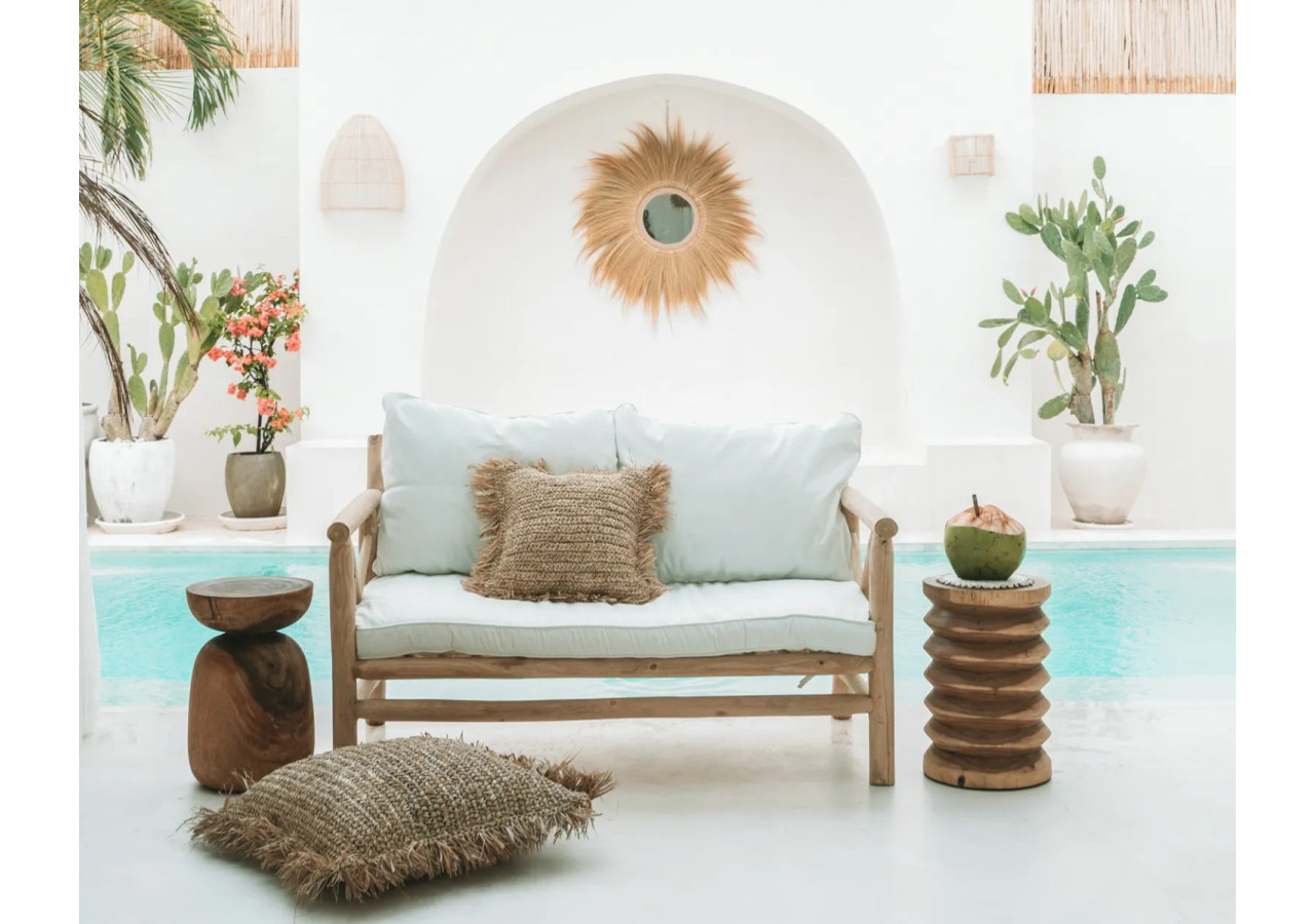 Housse de Coussin en Raffia - Carrée - Naturel - 60x60 - BA034N-L-60x60 - Bazar Bizar