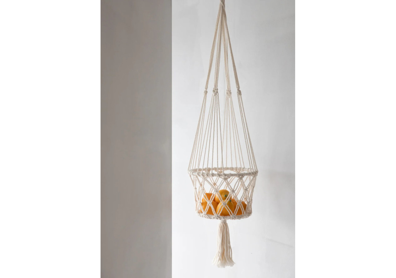 Porte-Plante en Macramé Blanc - Grande Taille - BA151W-L - Bazar Bizar