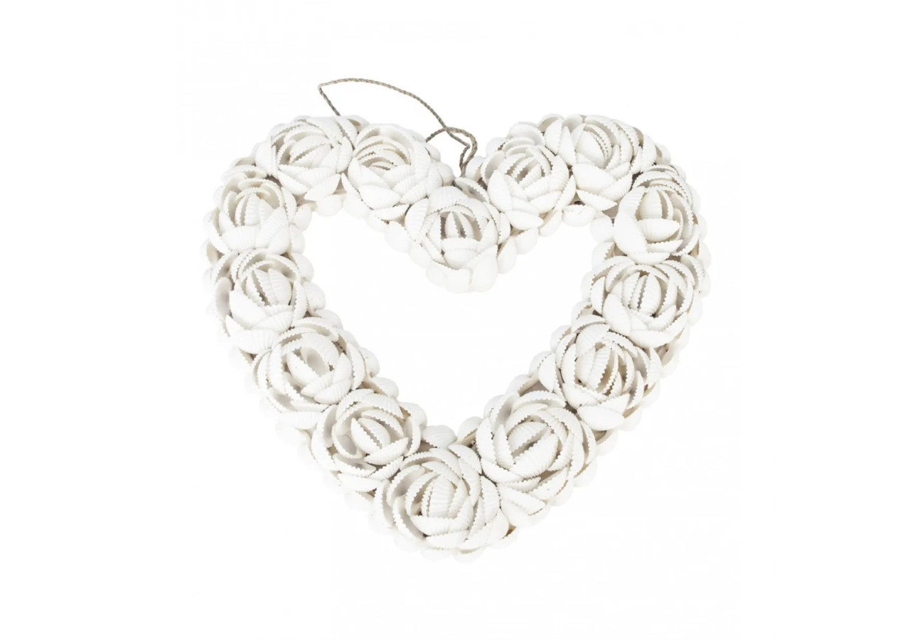Cœur en Coquillages Blanc - Décoration Côtière - BA005W-L - Bazar Bizar
