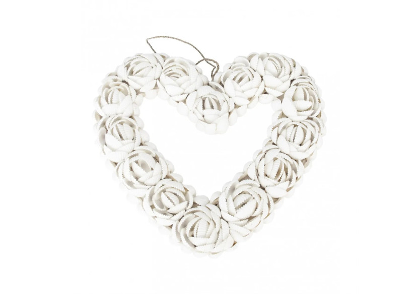 Cœur en Coquillages Blanc - Décoration Côtière - BA005W-L - Bazar Bizar