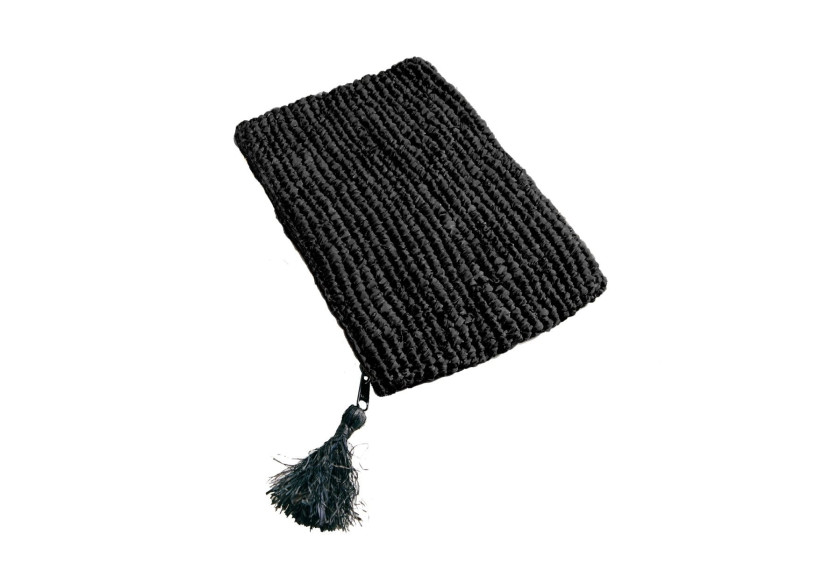Clutch en Raffia Noire - Élégance Sophistiquée - BA032BB-L - Bazar Bizar
