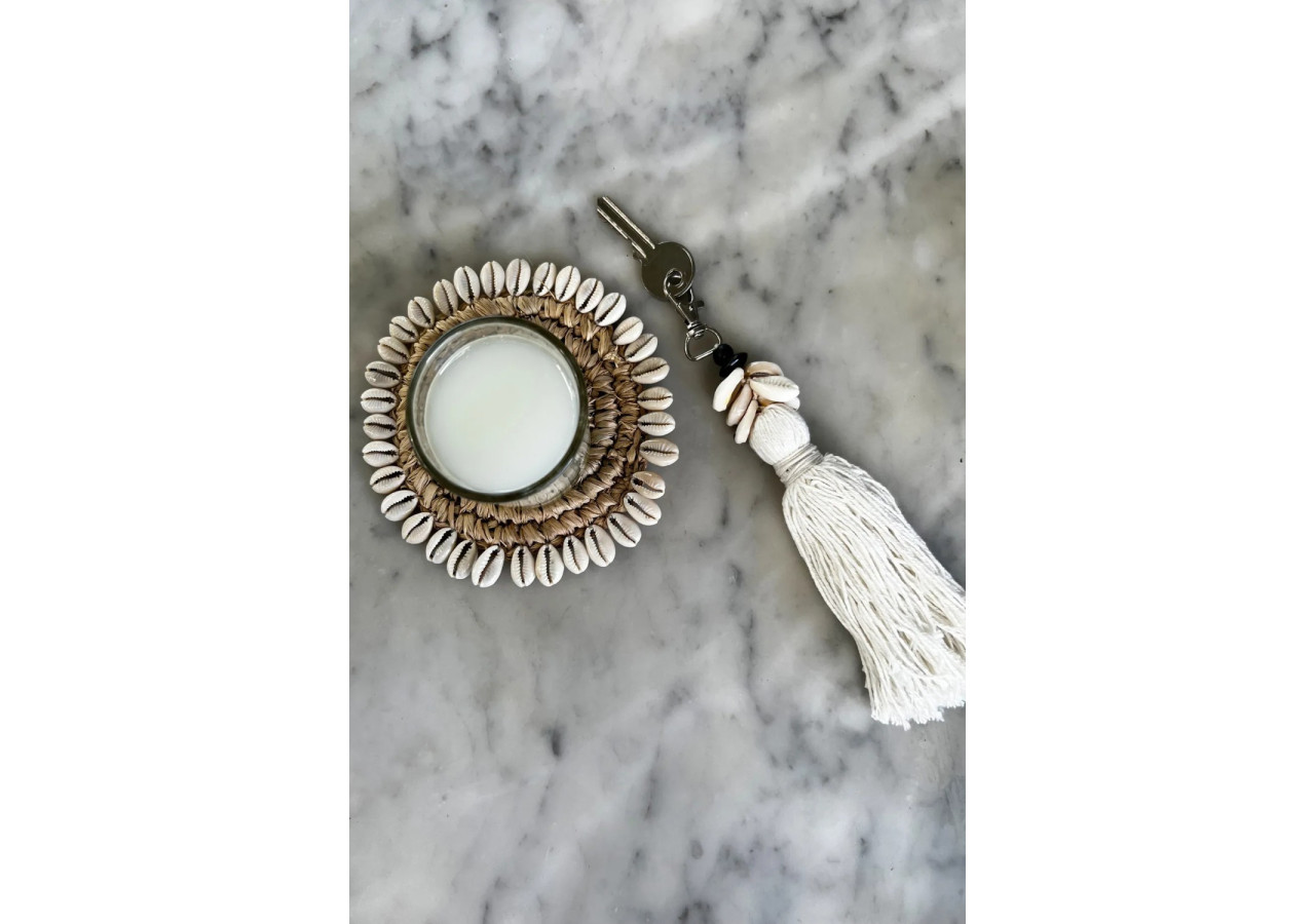 Porte-Clé en Coquillages Blanc - Élégance Bohème - BA132W - Bazar Bizar