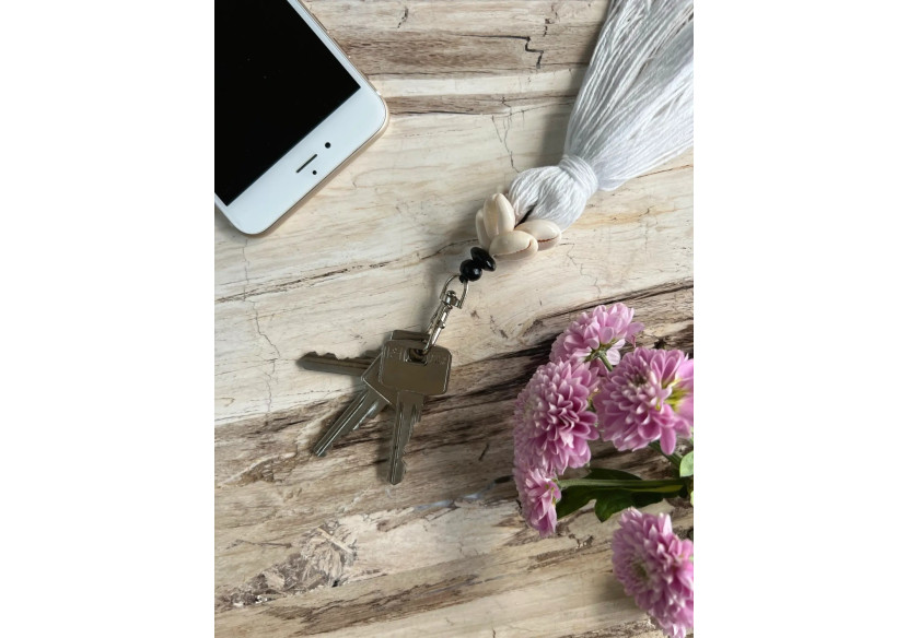 Porte-Clé en Coquillages Blanc - Élégance Bohème - BA132W - Bazar Bizar