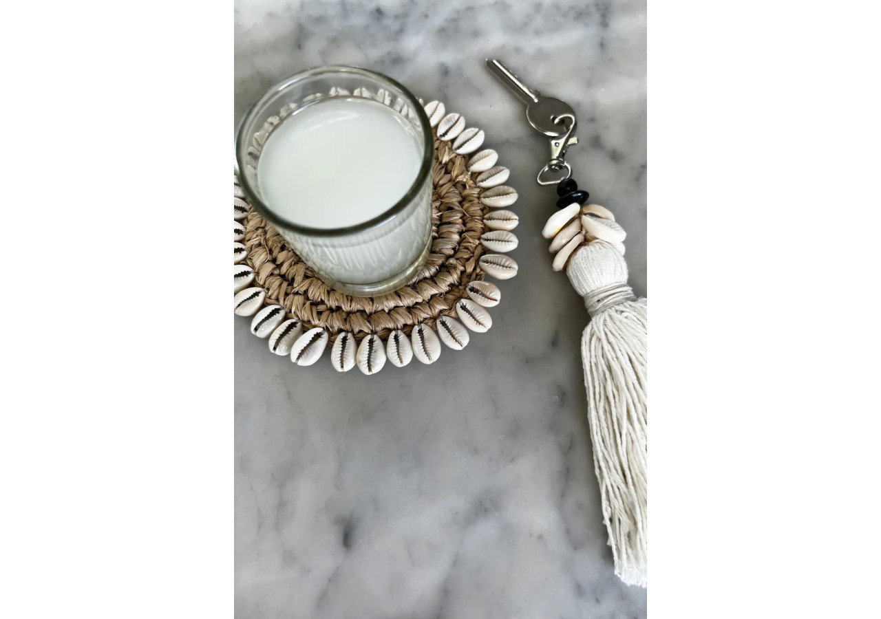 Porte-Clé en Coquillages Blanc - Élégance Bohème - BA132W - Bazar Bizar