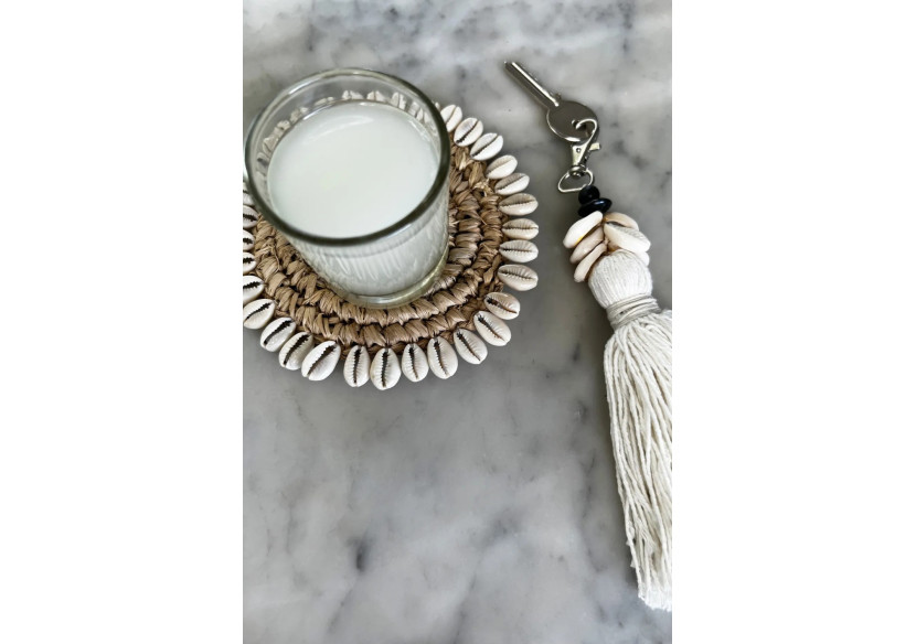 Porte-Clé en Coquillages Blanc - Élégance Bohème - BA132W - Bazar Bizar
