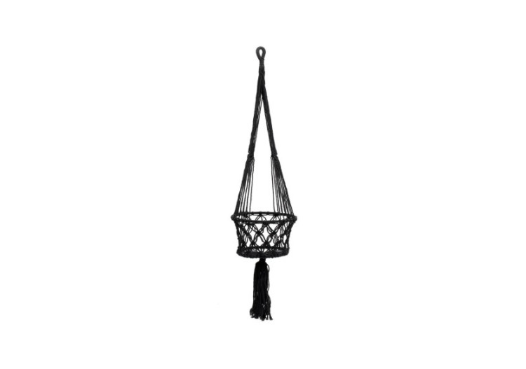 Porte-Plante en Macramé Noir - Taille Moyenne - BA151B-M - Bazar Bizar