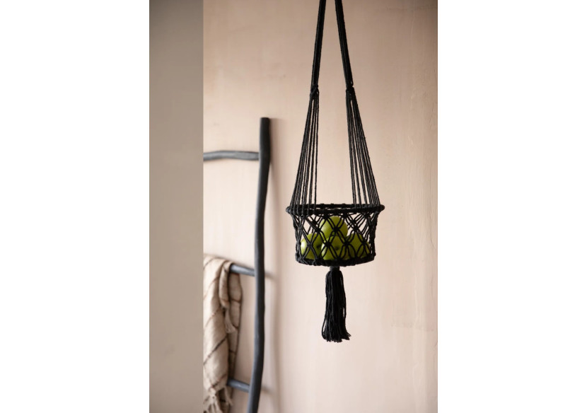 Porte-Plante en Macramé Noir - Taille Moyenne - BA151B-M - Bazar Bizar