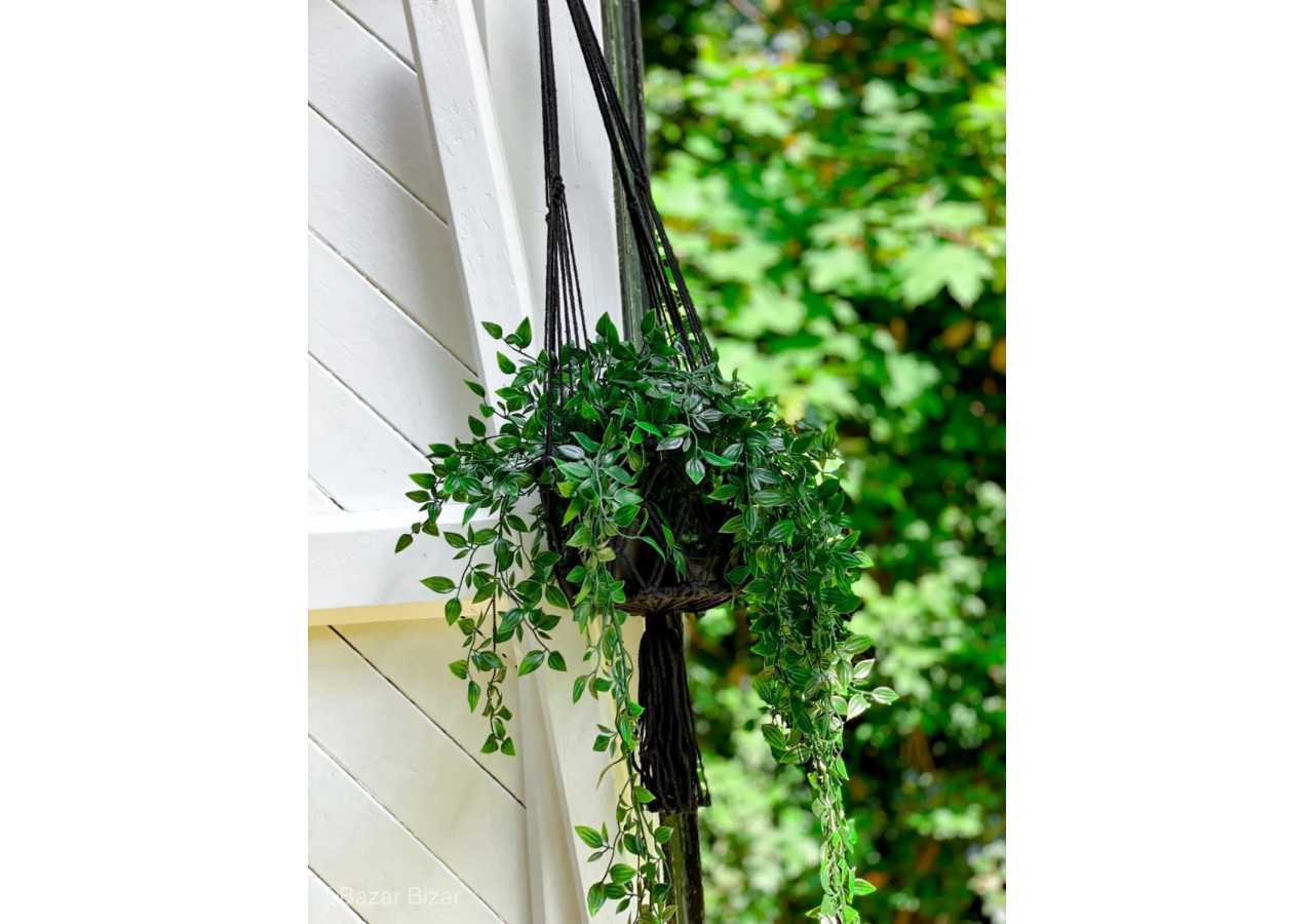 Porte-Plante en Macramé Noir - Taille Moyenne - BA151B-M - Bazar Bizar