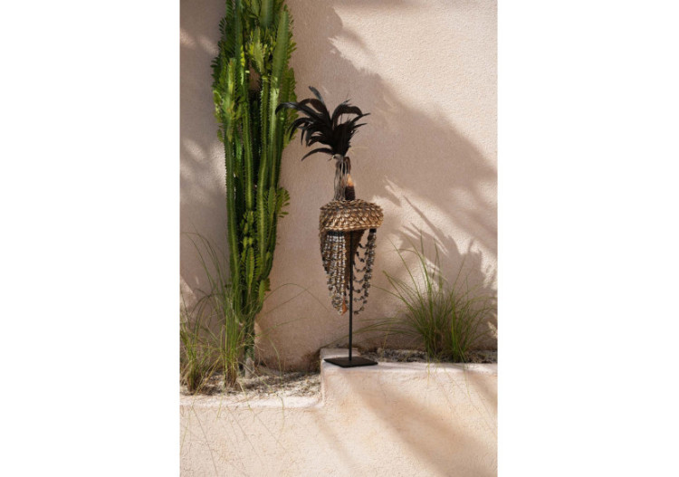 Chapeau en Coquillage sur Support - Fait Main en Noir Naturel - BAKU019NB - Bazar Bizar 2