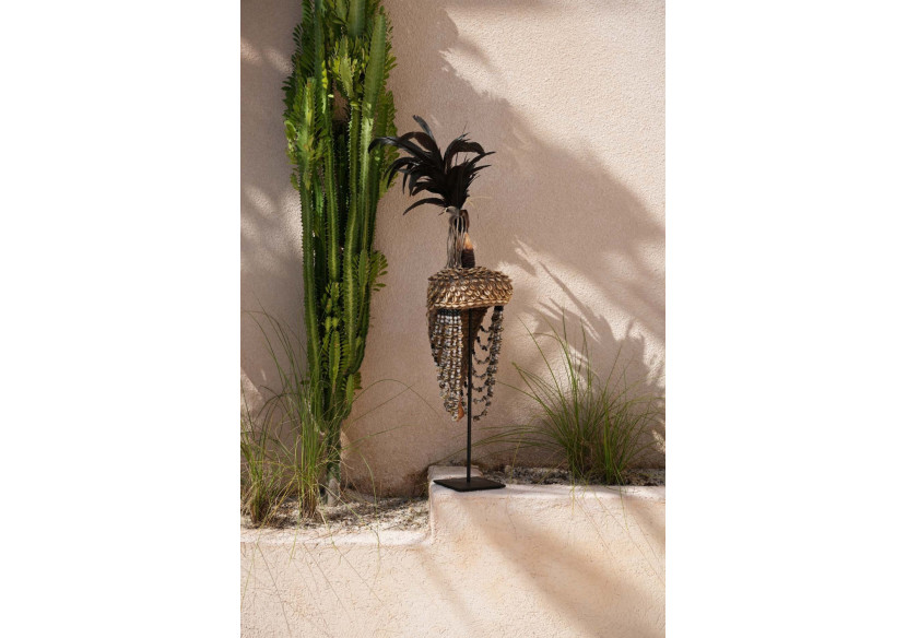 Chapeau en Coquillage sur Support - Fait Main en Noir Naturel - BAKU019NB - Bazar Bizar