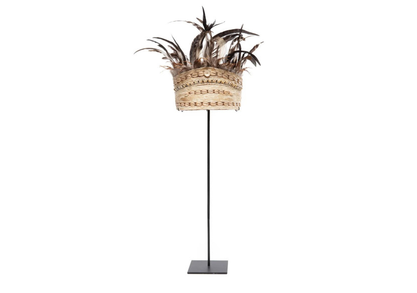 Chapeau en Plumes de Cobaye sur Support - Noir Naturel - BAKU020NB - Bazar Bizar