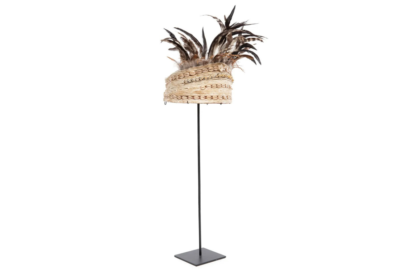 Chapeau en Plumes de Cobaye sur Support - Noir Naturel - BAKU020NB - Bazar Bizar