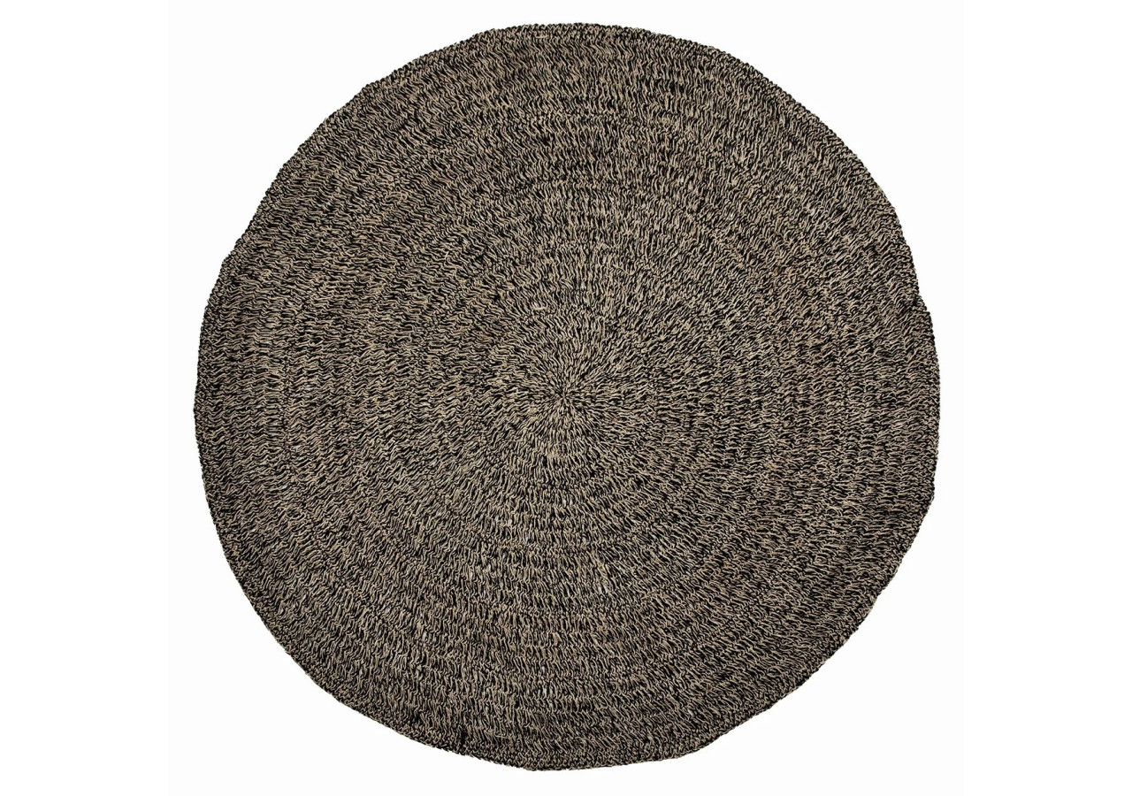 Tapis en Herbe de Mer Circulaire - Noir Naturel 200 - BAJN016NB-200 - Bazar Bizar