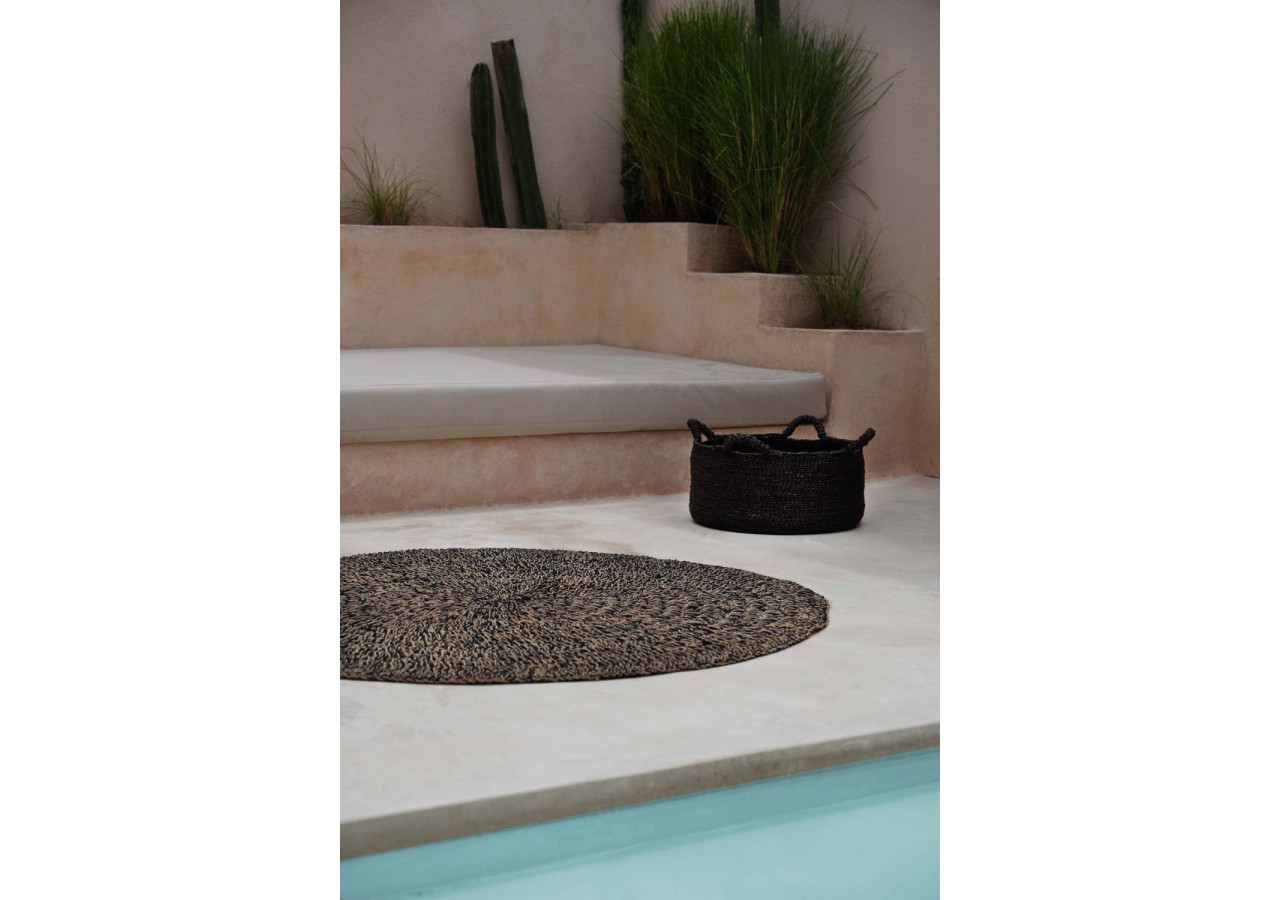 Tapis en Herbe de Mer Circulaire - Noir Naturel 200 - BAJN016NB-200 - Bazar Bizar