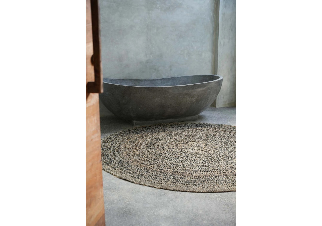 Tapis en Herbe de Mer Circulaire - Noir Naturel 200 - BAJN016NB-200 - Bazar Bizar