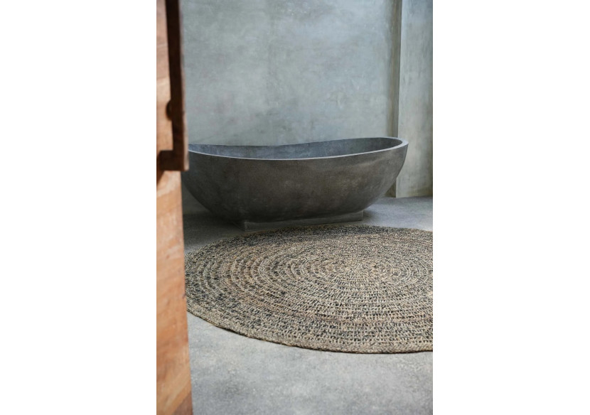 Tapis en Herbe de Mer Circulaire - Noir Naturel 200 - BAJN016NB-200 - Bazar Bizar