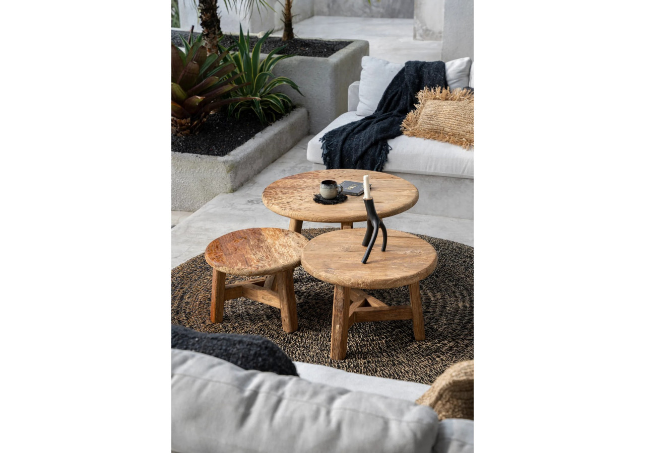 Tapis en Herbe de Mer Circulaire - Noir Naturel 200 - BAJN016NB-200 - Bazar Bizar