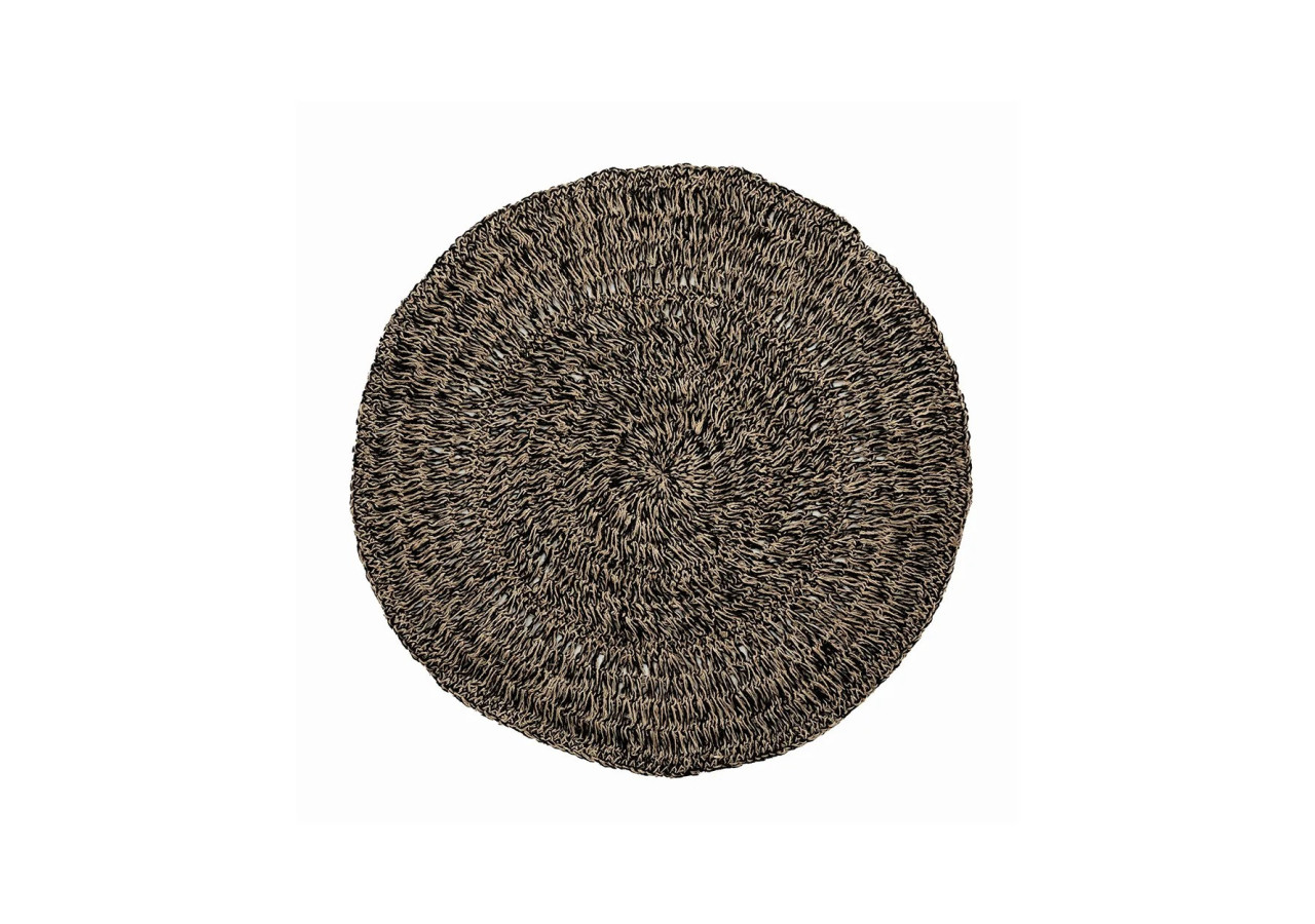 Tapis en Herbe de Mer Circulaire - Noir Naturel 100 - BAJN016NB-100 - Bazar Bizar