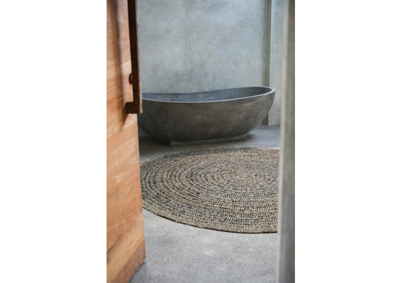 Tapis en Herbe de Mer Circulaire - Noir Naturel 100 - BAJN016NB-100 - Bazar Bizar