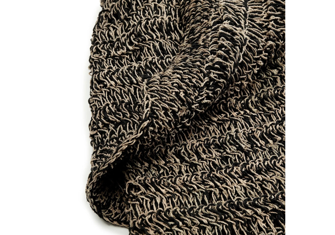 Tapis en Herbe de Mer Circulaire - Noir Naturel 100 - BAJN016NB-100 - Bazar Bizar