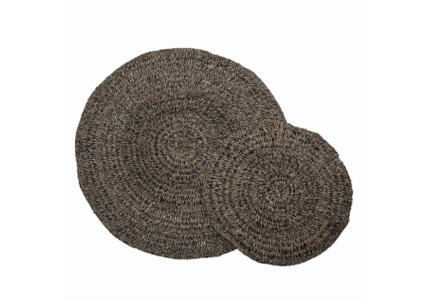Tapis en Herbe de Mer Circulaire - Noir Naturel 100 - BAJN016NB-100 - Bazar Bizar