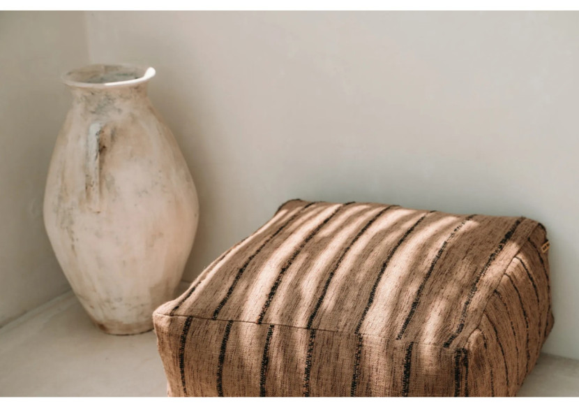 Pouf Oh My Gee - Beige Noir - INIE003BeB-60 - Bazar Bizar