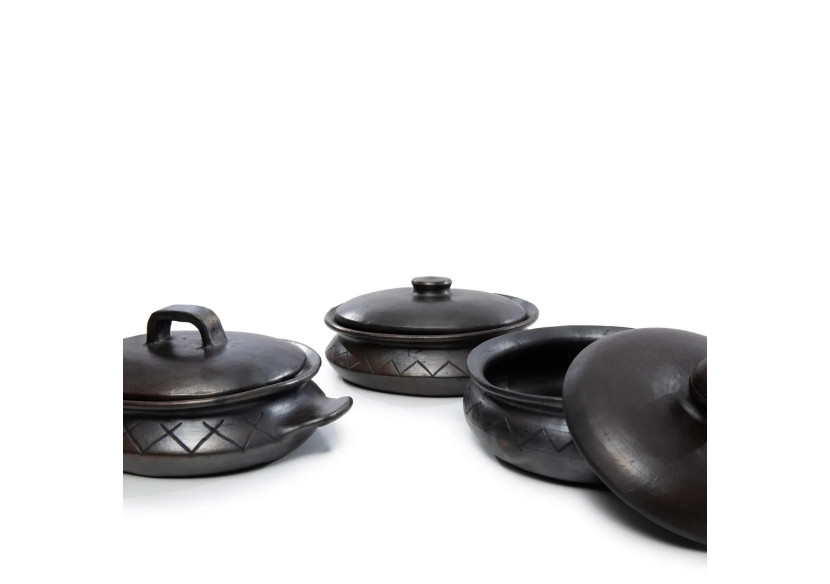 Pot ovale brûlé avec motif et poignées latérales - Noir - JAES032B - Bazar Bizar Pot ovale brûlé avec motif et poignées latérales - Noir - JAES032B - Bazar Bizar