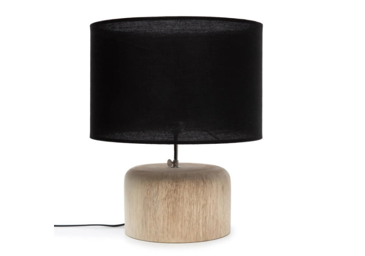 Lampe de table en bois de teck - Noir Naturel - JABR064NB - Bazar Bizar