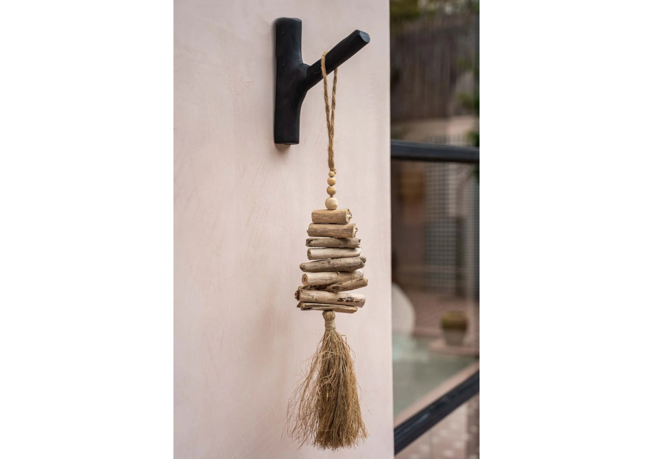 Crochet en bois de teck - Noir - JABR058B - Bazar Bizar