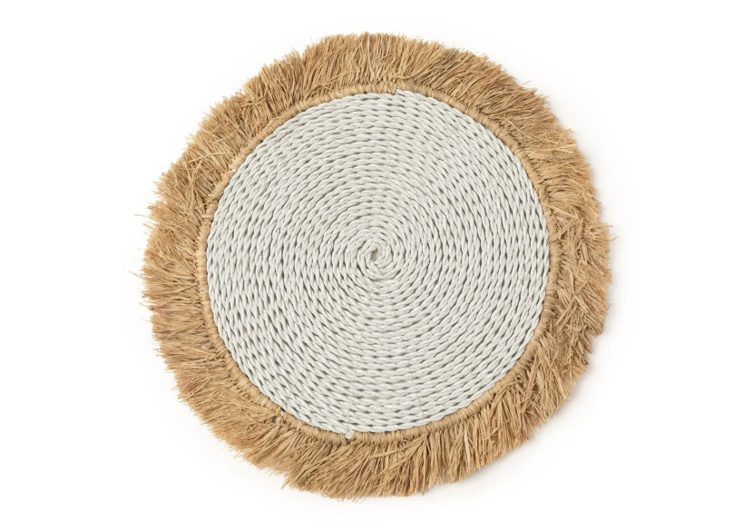 Set de sous-assiettes en raffia de mer - Blanc Naturel 40 - BAVE001WN - Bazar Bizar