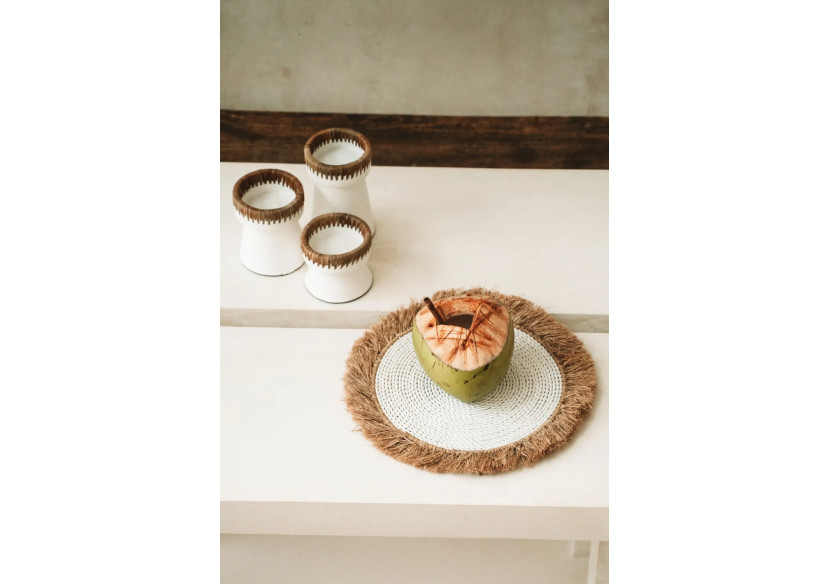 Set de sous-assiettes en raffia de mer - Blanc Naturel 40 - BAVE001WN - Bazar Bizar