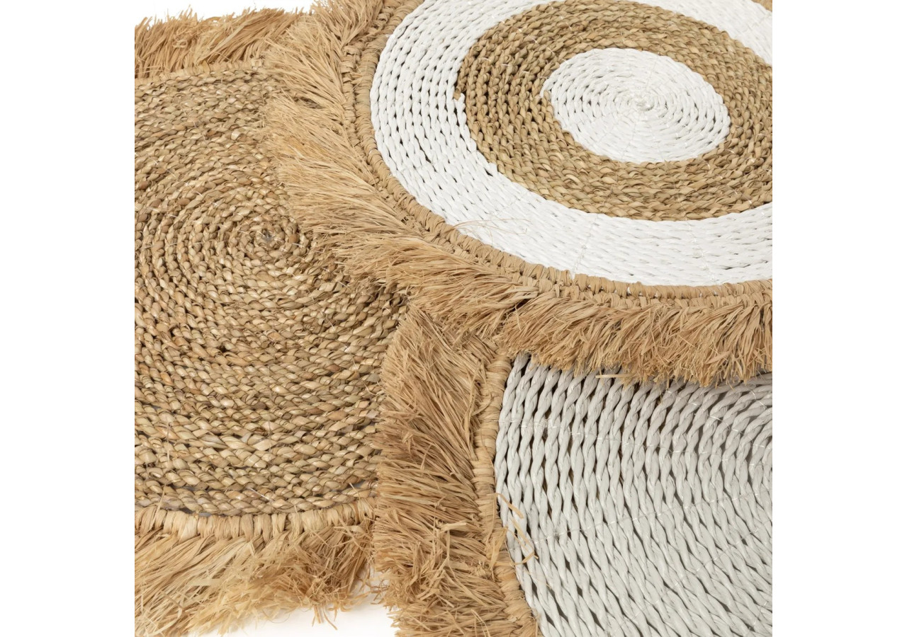 Set de sous-assiettes en raffia de mer - Blanc Naturel 40 - BAVE001WN - Bazar Bizar
