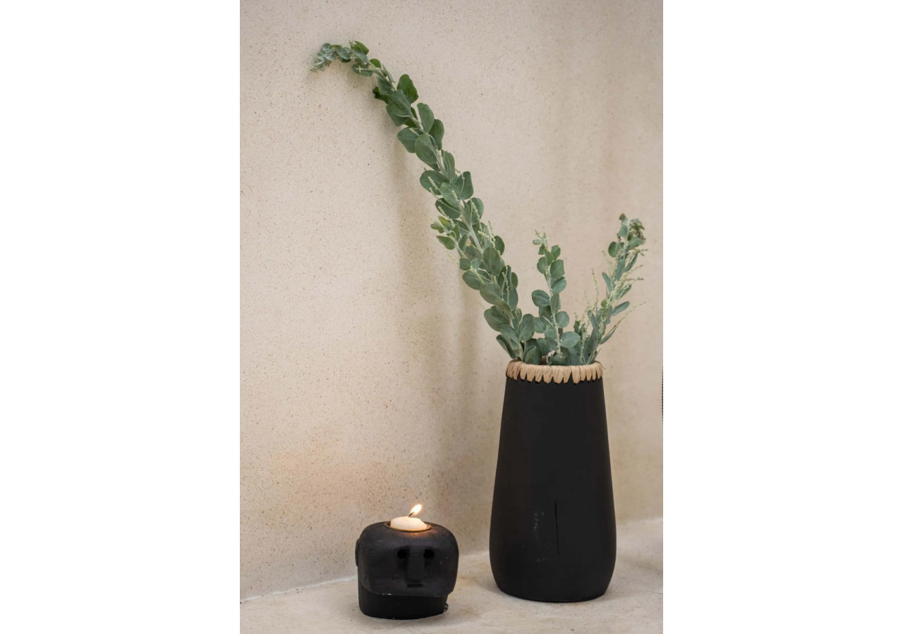 Vase Élégué SNEAKY - Noir Naturel - Taille M - JABR039BN-M - Bazar Bizar