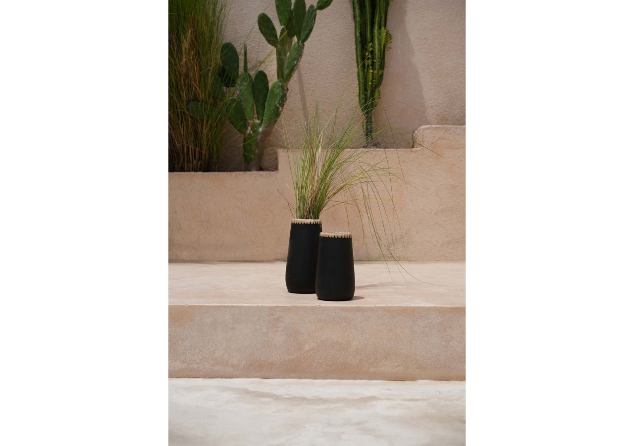 Vase Élégué SNEAKY - Noir Naturel - Taille L - JABR039BN-L - Bazar Bizar