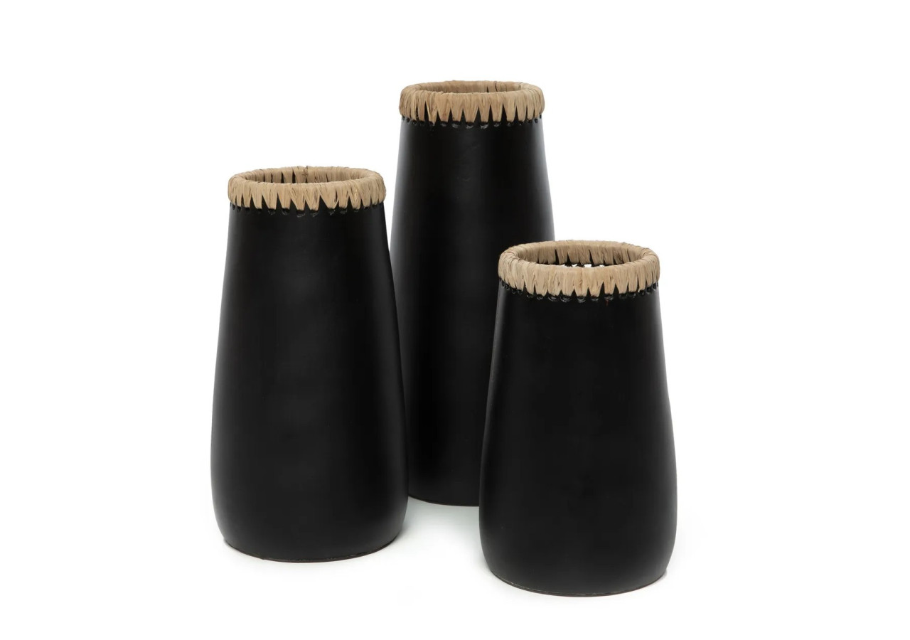 Vase Élégué SNEAKY - Noir Naturel - Taille L - JABR039BN-L - Bazar Bizar