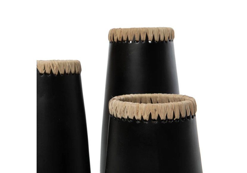 Vase Élégué SNEAKY - Noir Naturel - Taille L - JABR039BN-L - Bazar Bizar