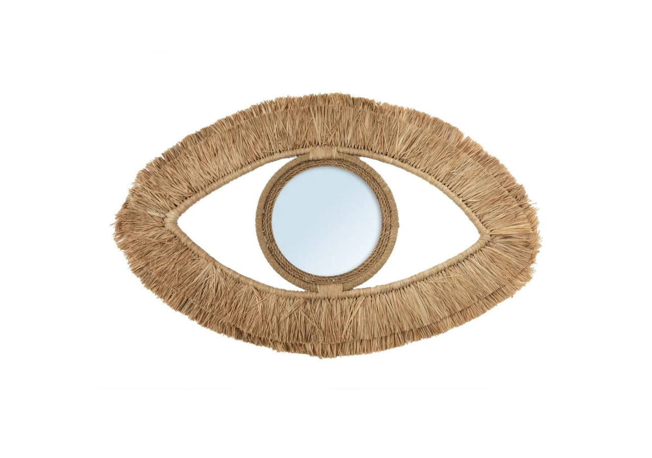 Miroir RAFFIA - Œil Naturel - Taille M - BAVE006N-M-40x70 - Bazar Bizar