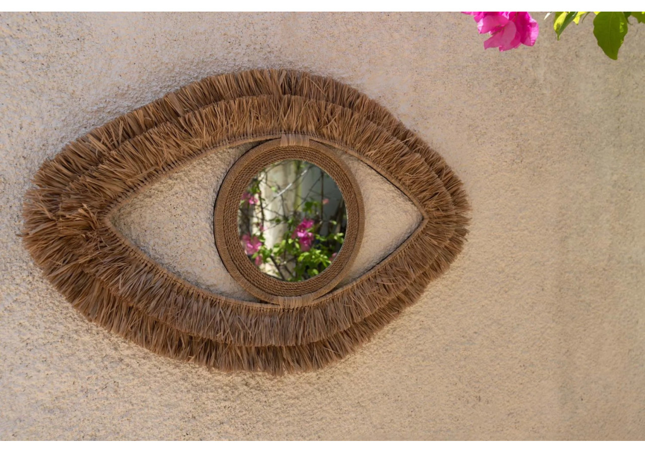 Miroir RAFFIA - Œil Naturel - Taille M - BAVE006N-M-40x70 - Bazar Bizar