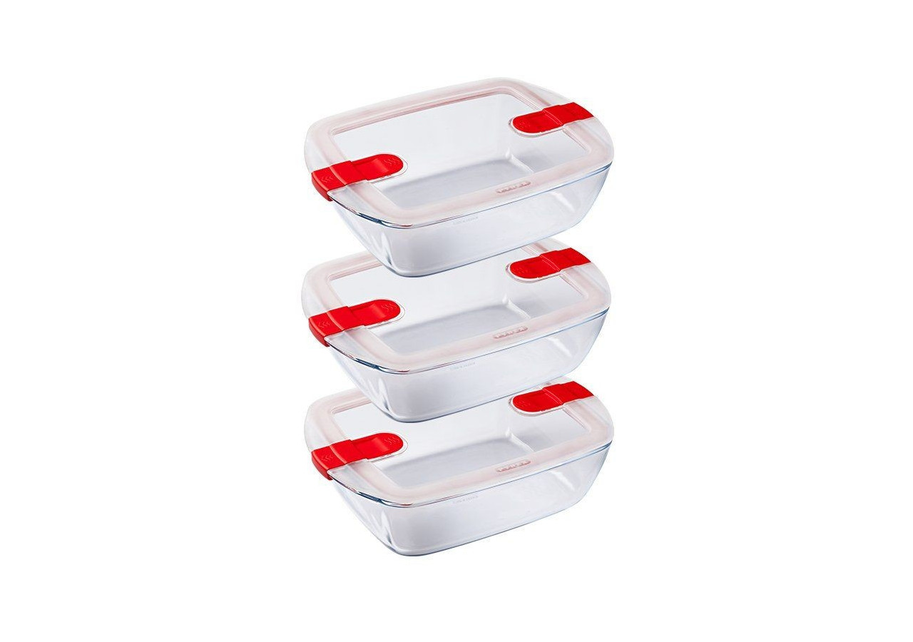 Coffret Cook & Heat - 3 récipients rectangulaires 1,1 litre - PY 284523 - Pyrex