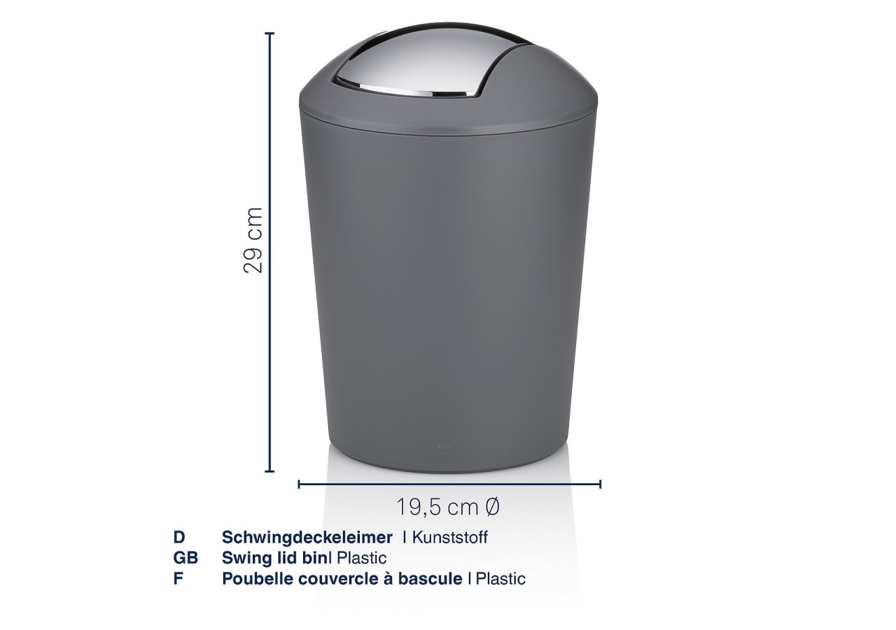 Corbeille Marta - 1,7 litres avec couvercle pivotant - KE 222726 - Kela Badkamer