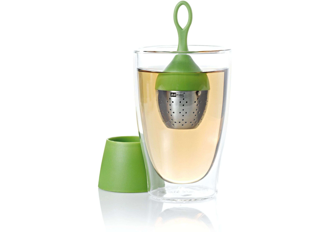 Filtre à thé flottant Floatea - 4 x 4 x 12,5 cm avec support - AD TE08 G - Adhoc