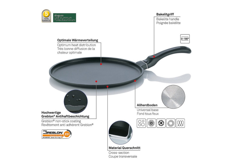 Poêle à Crêpes Kerros - 28 cm en aluminium - KE 151552 - Kela Keuken Poêle à Crêpes Kerros - 28 cm en aluminium - KE 151552 - Kela Keuken