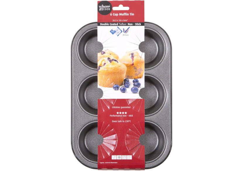 Moules à Muffins Essentials - Non Stick pour 6 pièces - WH 506758 - Wham Moules à Muffins Essentials - Non Stick pour 6 pièces - WH 506758 - Wham