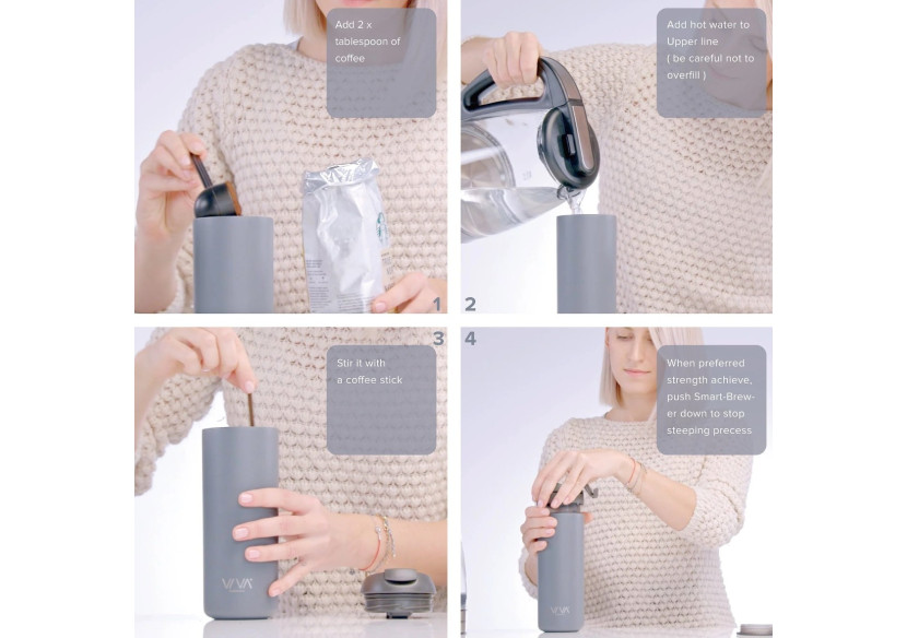 Bouteille Rechargeable avec Filtre 460 ml - Idéale pour Thé et Café - VI 820527 - Viva