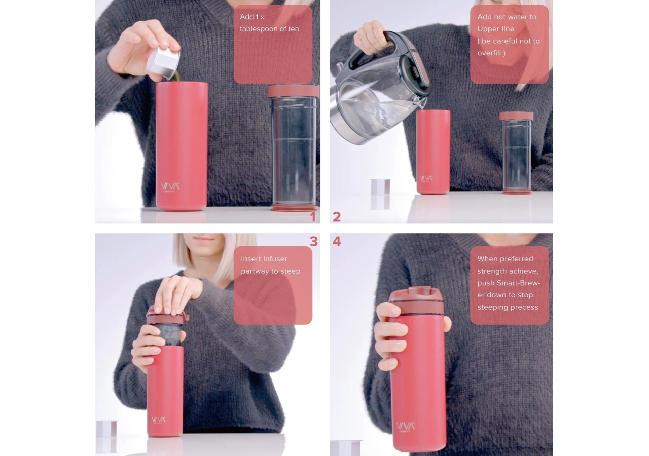 Bouteille Rechargeable avec Filtre 460 ml - Idéale pour Thé et Café - VI 820527 - Viva