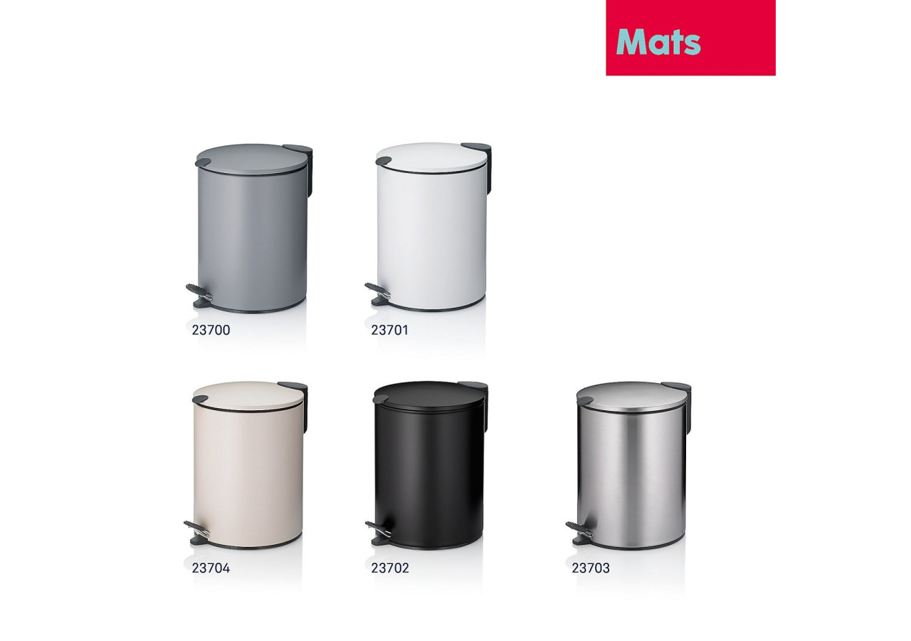 Poubelle Cosmétique Mats avec Pédale - 5 Litres - KE 237041 - Kela Badkamer